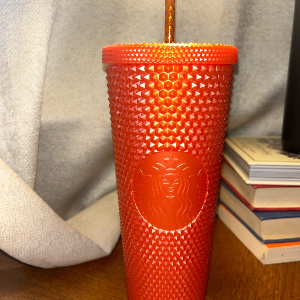 Starbucks Orange Textured Tumbler with Straw